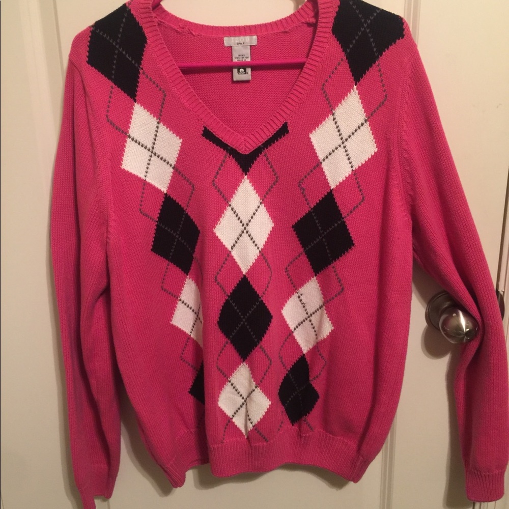 Pink and black Argyle Sweater